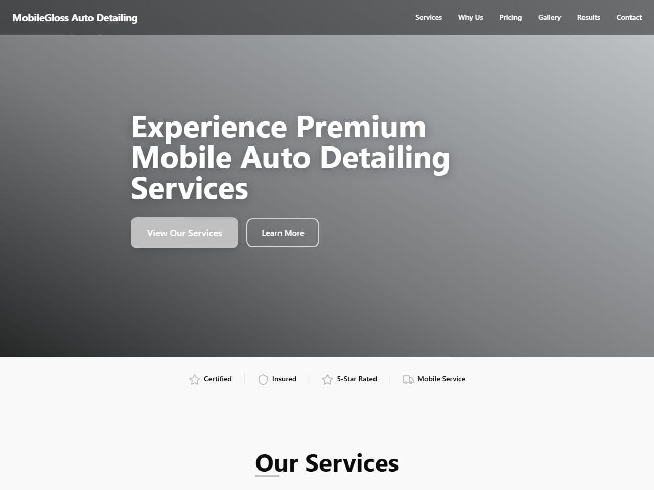 MobileGloss Auto Detailing — Siteport demo