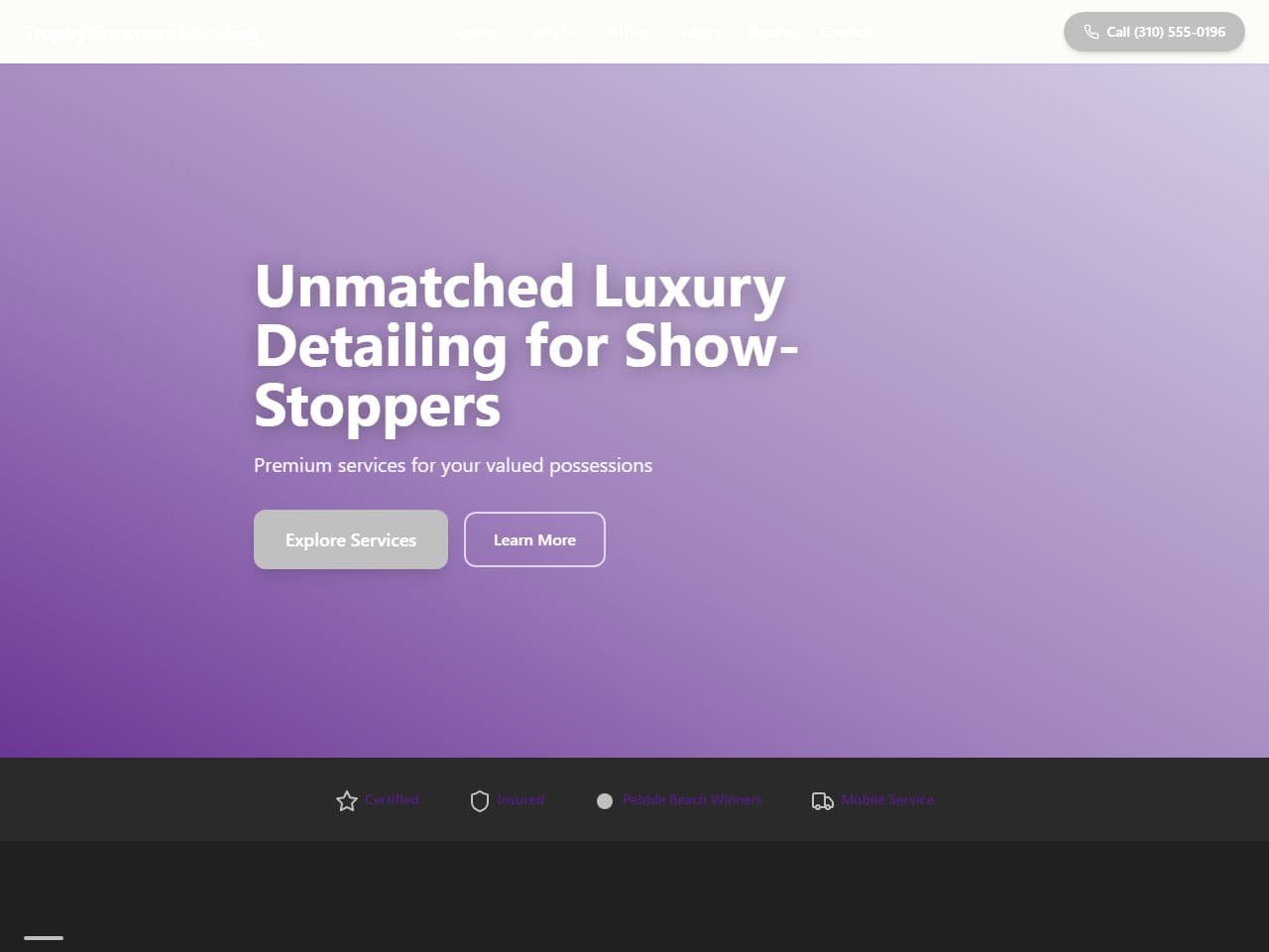 Trophy Concours Detailing — Siteport demo