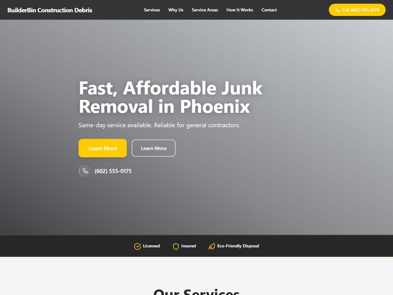 BuilderBin Construction Debris — Siteport demo