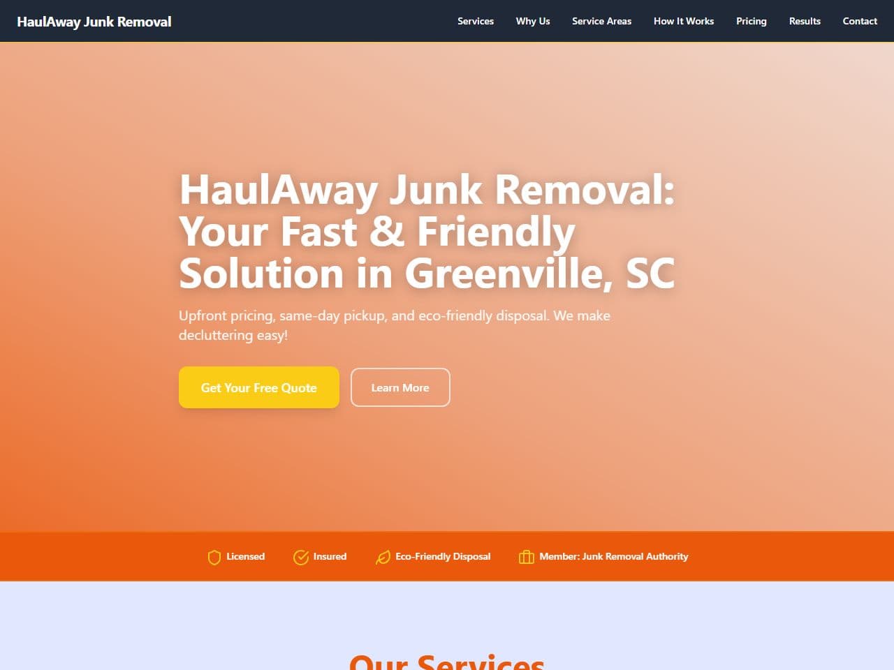 HaulAway Junk Removal — Siteport demo
