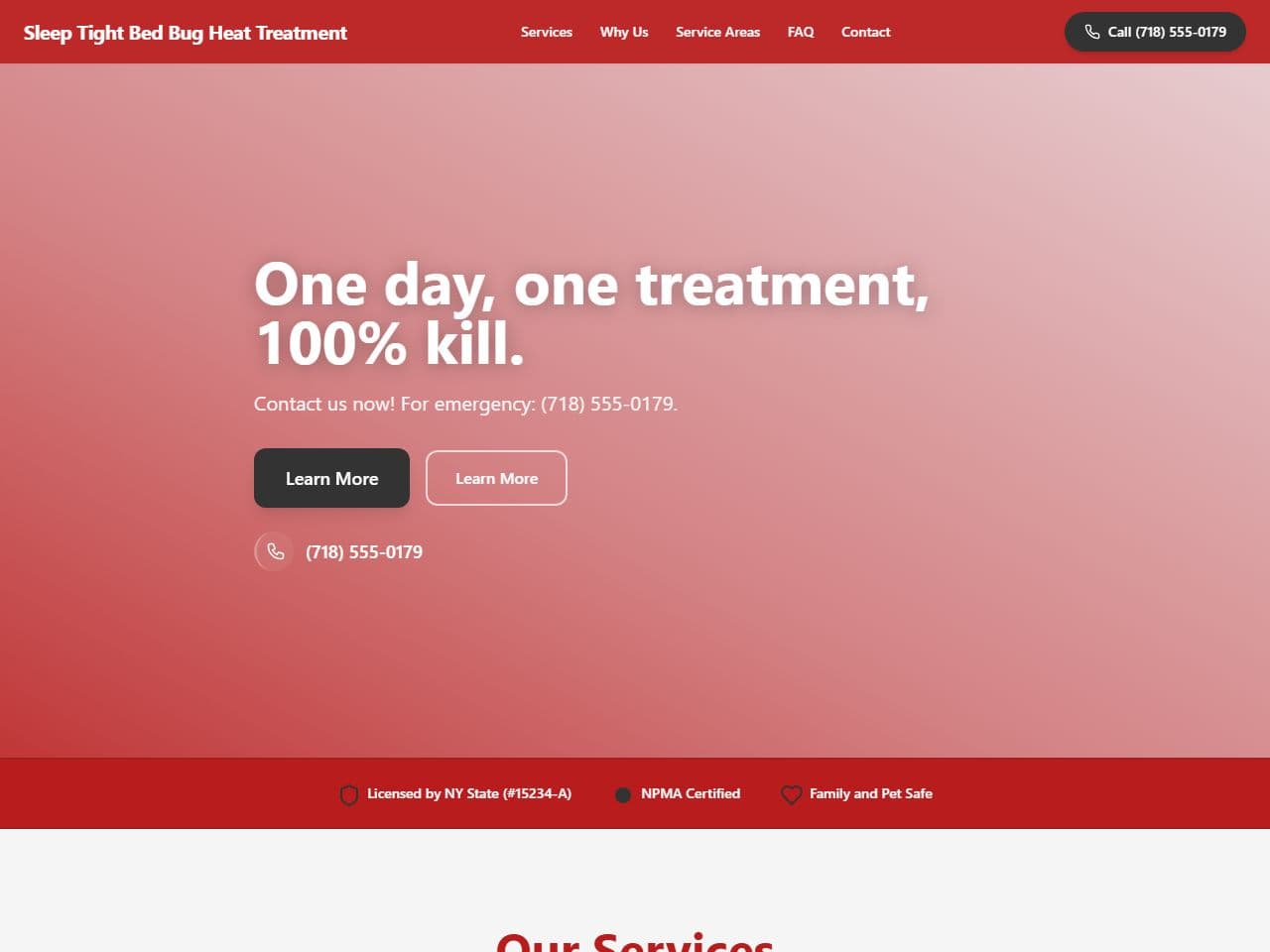 Sleep Tight Bed Bug Heat Treatment — Siteport demo