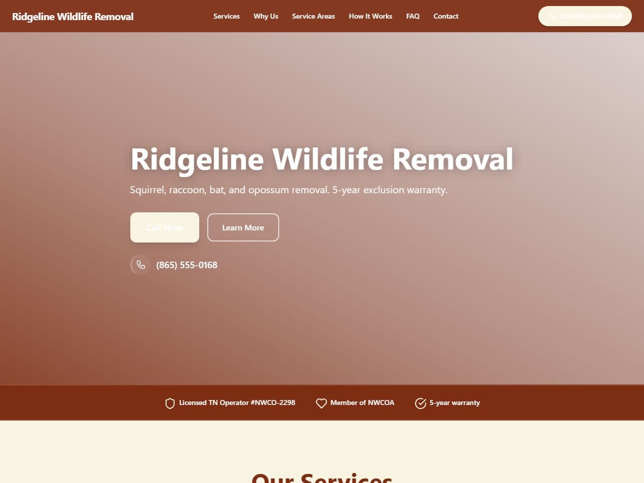 Ridgeline Wildlife Removal — Siteport demo