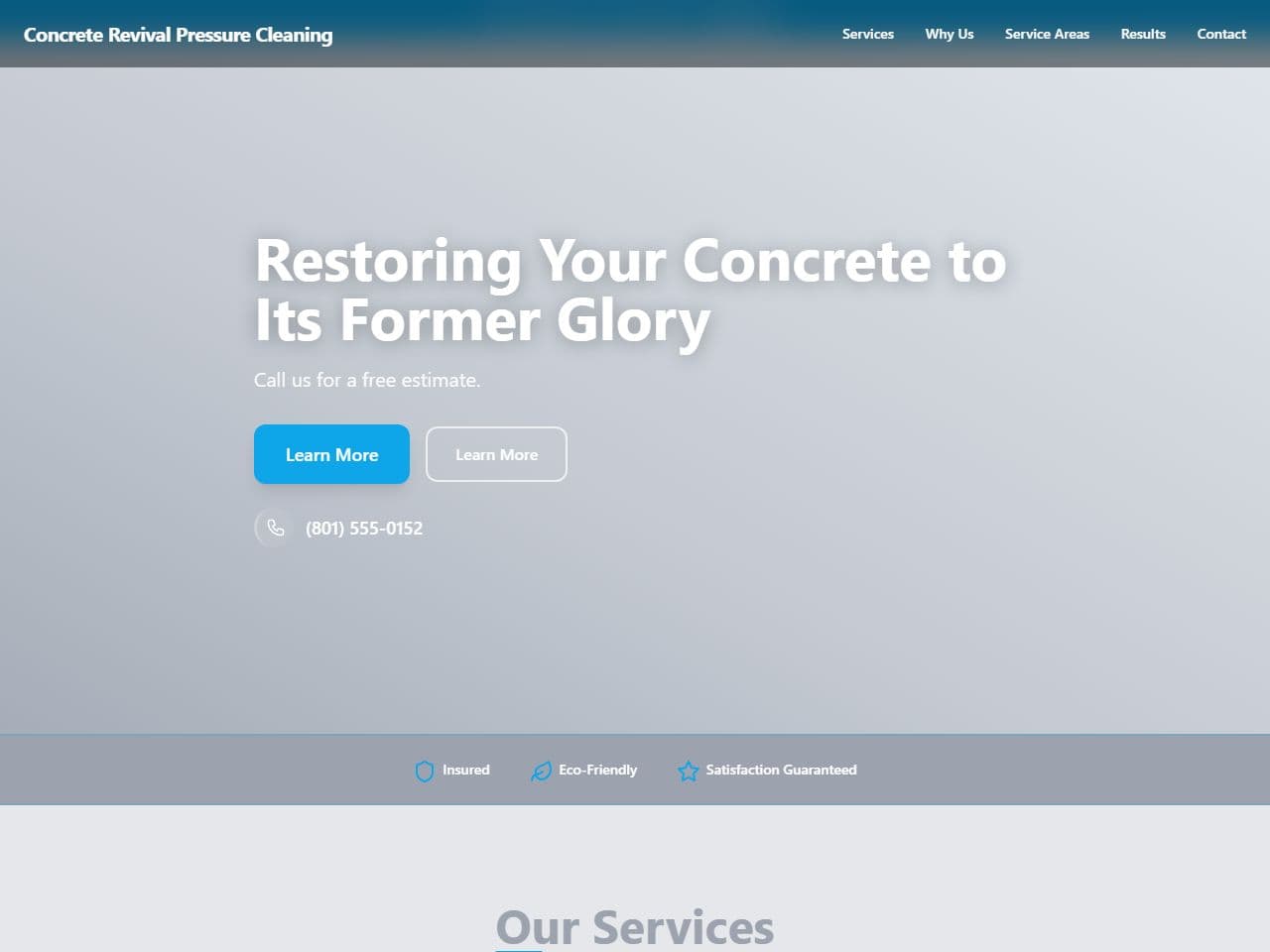 Concrete Revival Pressure Cleaning — Siteport demo